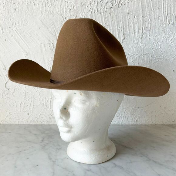 Vintage Stetson 5X Beaver Rancher Cowboy Hat Brown Western - Men's Size 7-3/8 - Picture 1 of 10